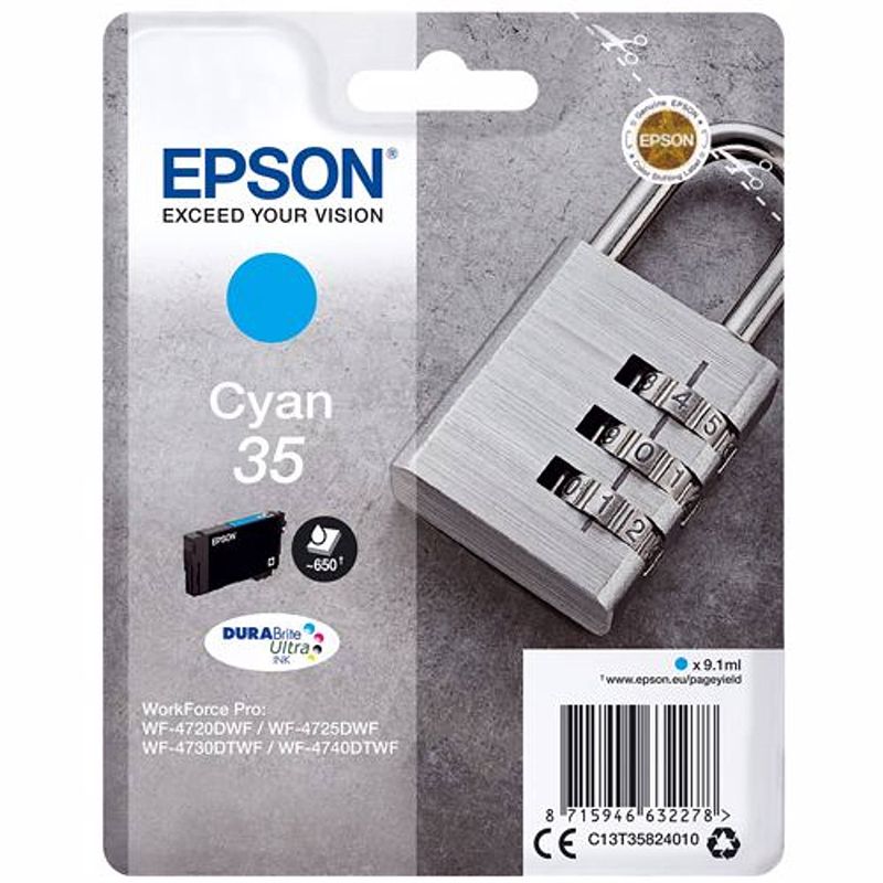 Foto van Epson cartridge 35 durabrite ultra ink (cyaan)