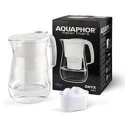 Foto van Aquaphor waterfilterkan 4.2 liter onyx wit met wisselpatroon maxfor+