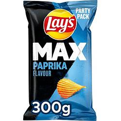 Foto van 2 voor € 3,75 | lay's max ribbel chips paprika 300gr aanbieding bij jumbo