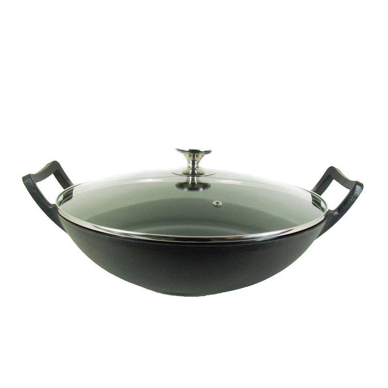 Foto van Relance wadjan wok-set - wokpan - gietijzer - 36 cm - zwart