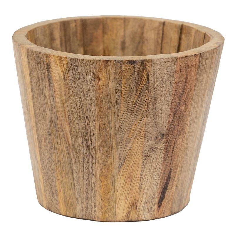 Foto van Clayre & eef bloempot ø 19*16 cm bruin hout bloempot binnen plantenpot plant pot bruin bloempot binnen plantenpot