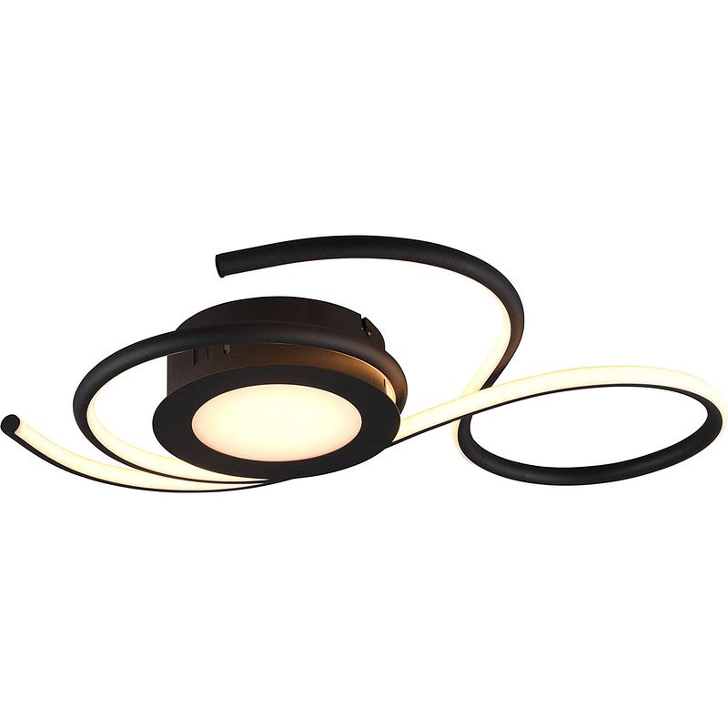 Foto van Led plafondlamp - plafondverlichting - trion jivino - 36w - aanpasbare kleur - dimbaar - rond - mat zwart - aluminium