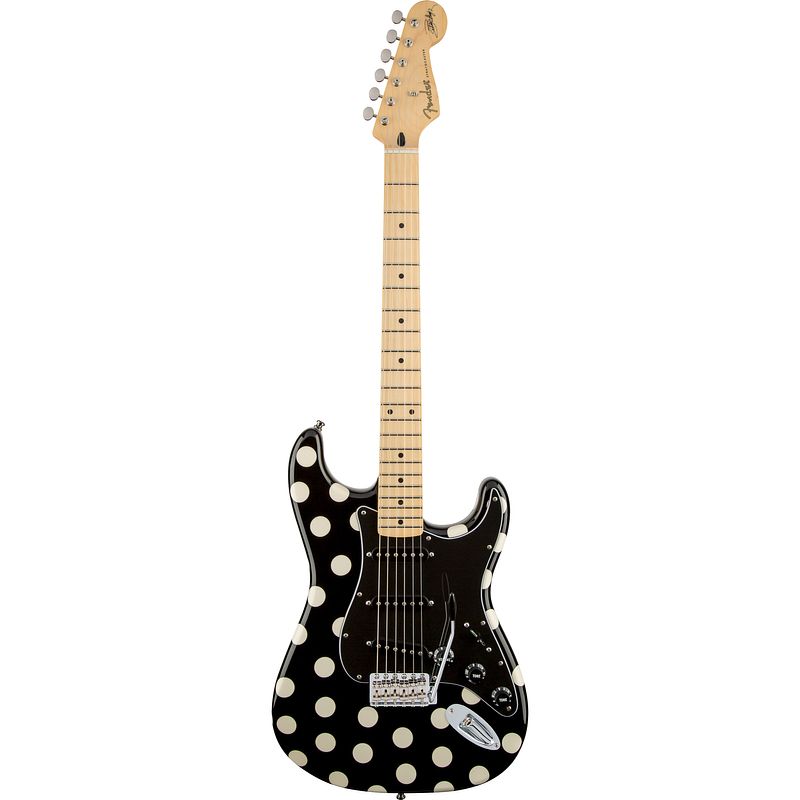 Foto van Fender buddy guy standard stratocaster polka dot mn elektrische gitaar met deluxe gigbag