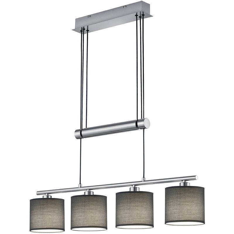 Foto van Led hanglamp - trion gorino - e14 fitting - 4-lichts - rechthoek - mat grijs - aluminium