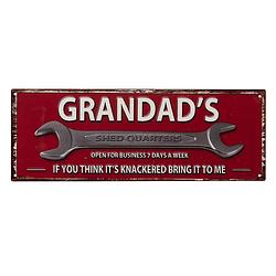 Foto van Clayre & eef tekstbord 36x13 cm rood ijzer grandads wandbord spreuk wandplaat rood wandbord spreuk