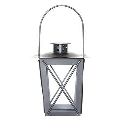 Foto van Zilveren tuin lantaarn/windlicht van ijzer 12 x 12 x 16 cm - lantaarns