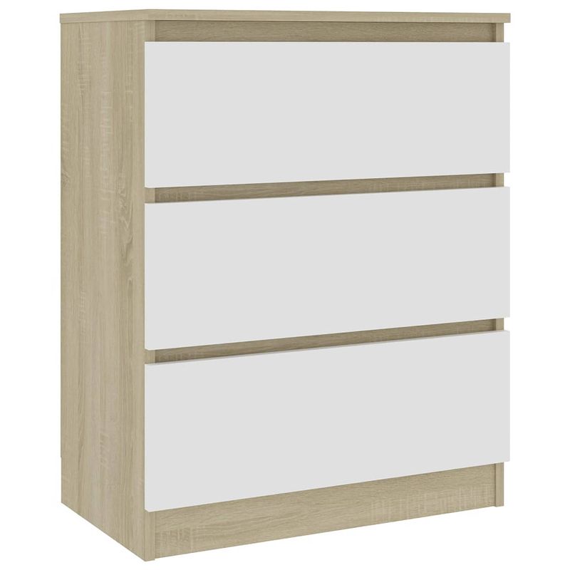 Foto van Vidaxl dressoir 60x33,5x76 cm spaanplaat wit en sonoma eikenkleurig