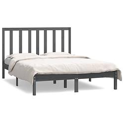 Foto van The living store houten bedframe - massief grenenhout - 195.5 x 140.5 x 31 cm - grijs