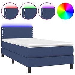 Foto van Vidaxl boxspring met matras en led stof blauw 80x200 cm