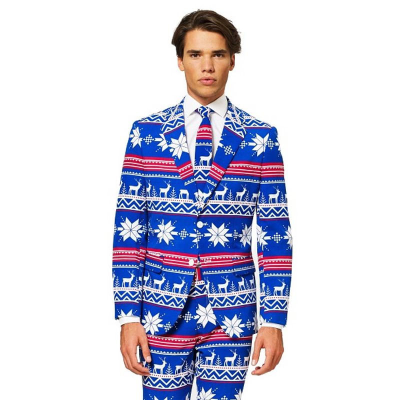 Foto van Opposuits verkleedpak the rudolph heren polyester blauw