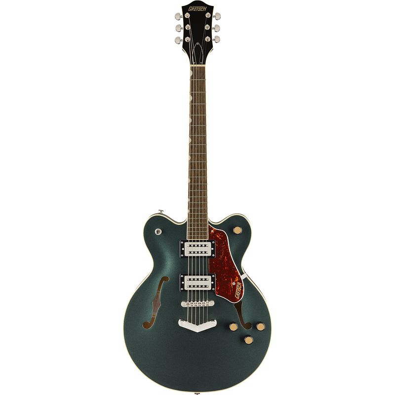 Foto van Gretsch g2622 streamliner center block double-cut v-stoptail cadillac green semi-akoestische gitaar