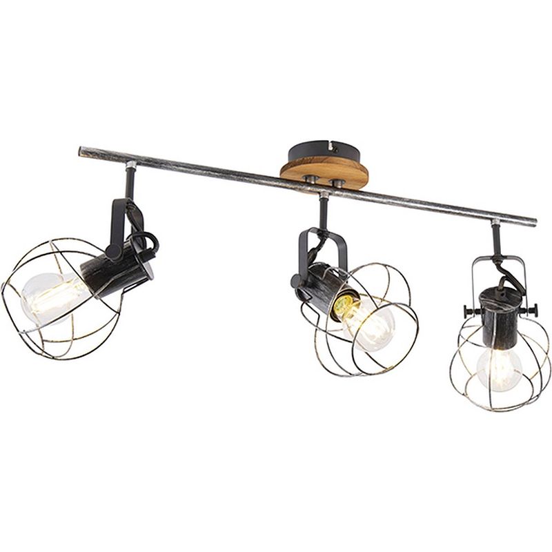 Foto van Trio leuchten torce - plafondlamp / wandlamp zilver met 3 lichtpunten - lengte 62 cm