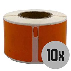 Foto van Dula dymo compatible labels - oranje - 99010 - s0722370 - adresetiketten - 10 rollen - 28 x 89 mm - 130 labels per rol