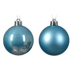 Foto van Decoris kerstballen - 12x - ijs blauw - 6 cm -kunststof - kerstbal