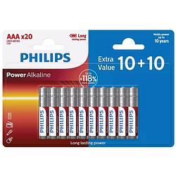 Foto van Philips aaa-batterijen - lr03/1.5v - 20 stuks - alkaline batterij-pack