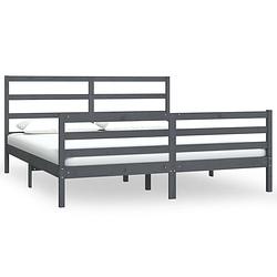 Foto van Vidaxl bedframe massief grenenhout grijs 180x200 cm 6ft super king