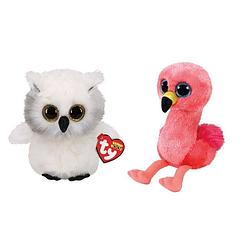 Foto van Ty - knuffel - beanie boo's - ausitin owl & gilda flamingo