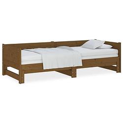 Foto van The living store slaapbank uitschuifbaar grenenhout honingbruin 2x(80x200) cm - bed