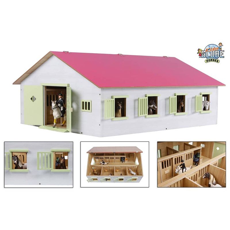 Foto van Kids globe paardenstal met 7 boxen 1:24 roze 610189