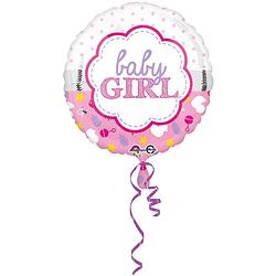 Foto van Amscan folieballon baby girl 43 cm roze/wit