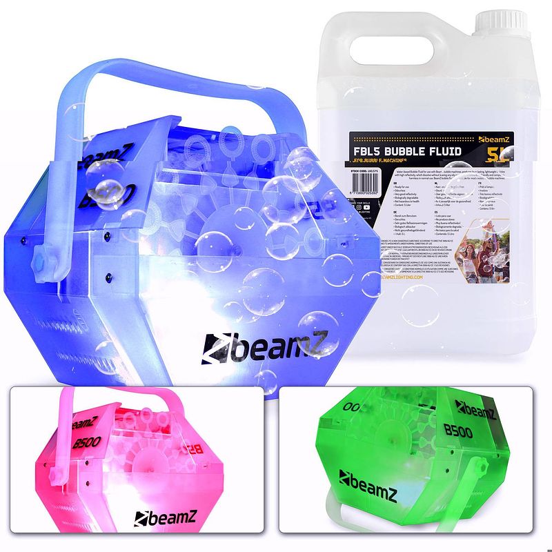 Foto van Beamz b500led bellenblaasmachine incl. 5 liter vloeistof