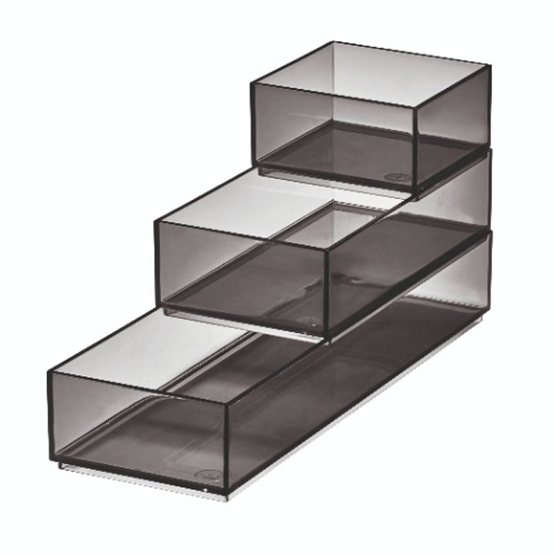 Foto van Idesign - stack & slide make-up organizers, set van 3 stuks, smoke - idesign sarah tanno collection