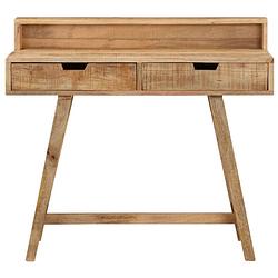 Foto van The living store bureau vintage stijl - massief ruw mangohout - 100x45x90 cm - met 2 lades