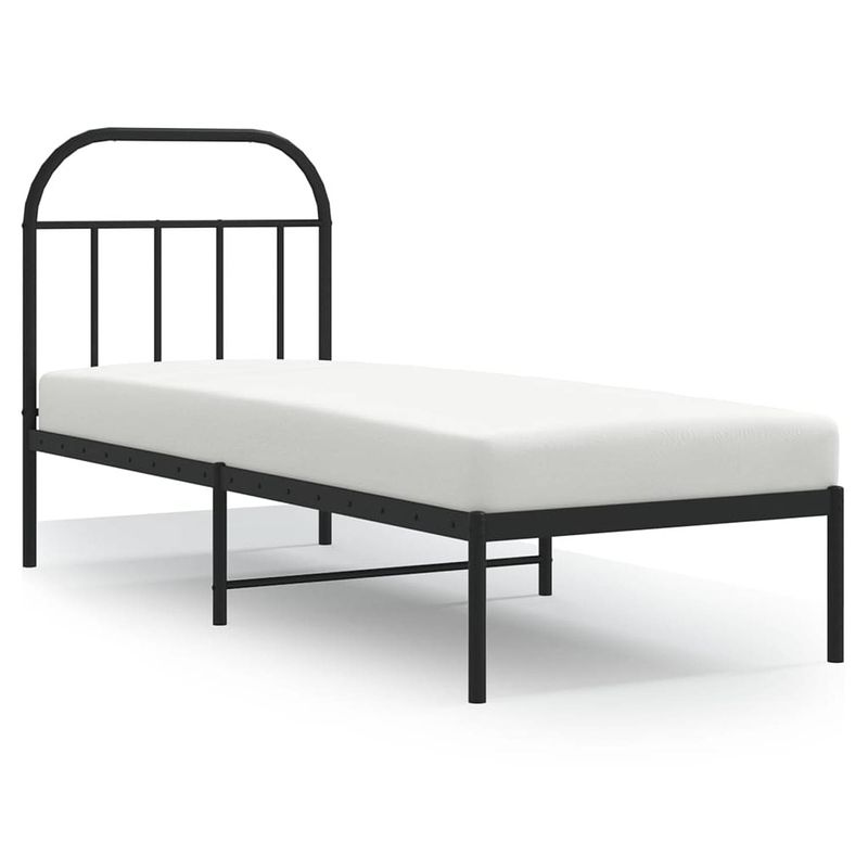 Foto van Vidaxl bedframe met hoofdbord metaal zwart 75x190 cm