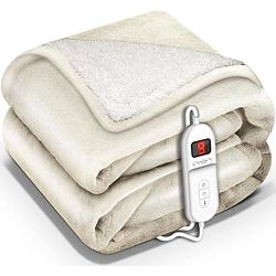 Foto van Sinnlein- elektrische deken met automatische uitschakeling, beige, 200 x 180 cm, warmtedeken met 9 temperatuurniveaus...
