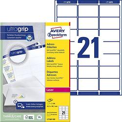 Foto van Avery-zweckform l7160-100 etiketten 63.5 x 38.1 mm papier wit 2100 stuk(s) permanent adresetiketten, universele etiketten inkt, laser, kopie 100 vel din a4