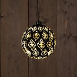 Foto van Anna'ss collection - glass ball baroque black/gold 15cm /12led warm white /