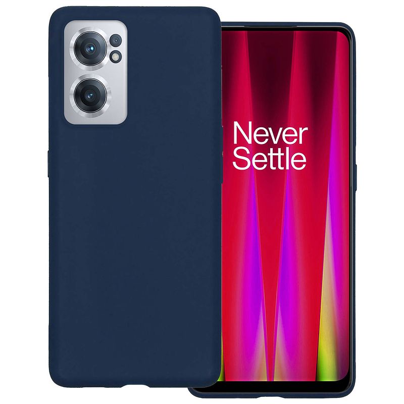 Foto van Basey oneplus nord ce 2 hoesje siliconen back cover case - oneplus nord ce 2 hoes silicone case hoesje - donker blauw