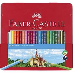 Foto van Kleurpotlood faber-castell castle zeskantig metalen etui met 24 stuks