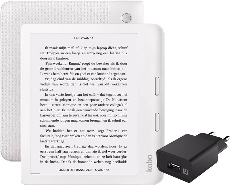 Foto van Kobo libra 2 + xtrememac oplader met usb a poort 12w zwart