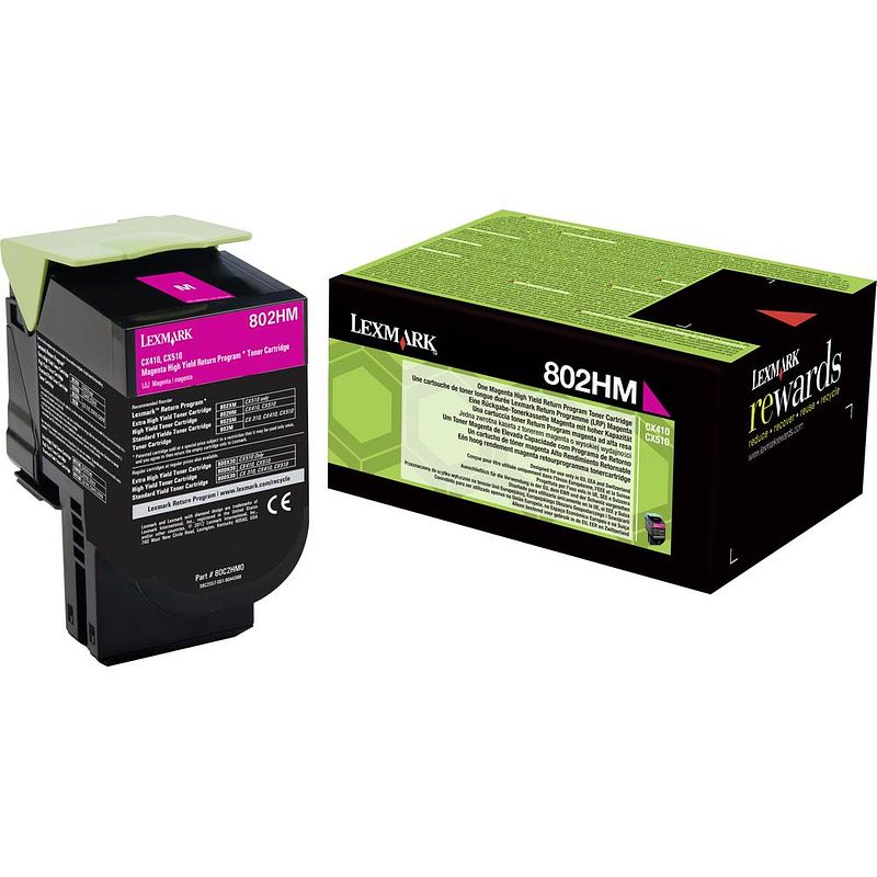 Foto van Lexmark toner 802hm cx410 cx510 80c2hm0 origineel magenta 3000 bladzijden