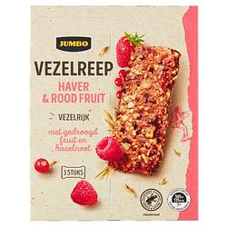 Foto van Jumbo vezelreep haver & rood fruit 3 stuks