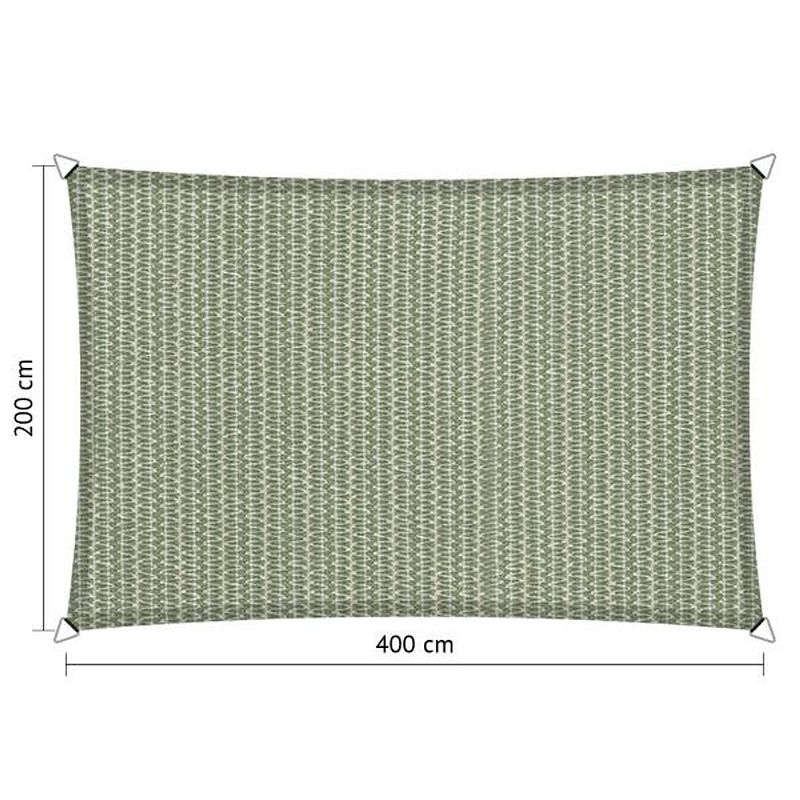 Foto van Compleet pakket: shadow comfort rechthoek 2x4m moonstone green met rvs bevestigingsset en buitendoek reiniger