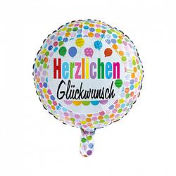 Foto van Wefiesta folieballon herzlichen glückwunsch dots 45 cm wit