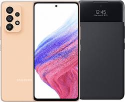 Foto van Samsung galaxy a53 128gb oranje 5g + s view book case zwart