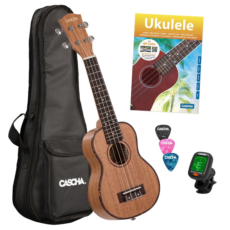 Foto van Cascha hh 2027 it mahogany sopraan ukelele set (italiaans)