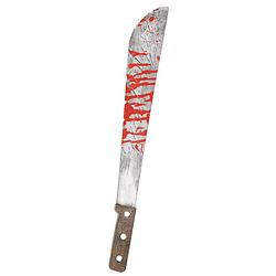 Foto van Halloween - horror kunststof hakmes/machete met bloed 20 cm - verkleedattributen