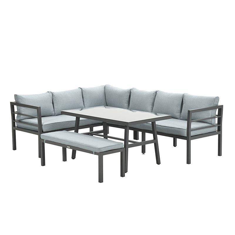 Foto van Garden impressions blakes lounge dining set 4-delig - donker grijs - mint grijs