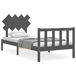 Foto van The living store bedframe - grenenhout - single - 195.5 x 95.5 x 81 cm - grijs