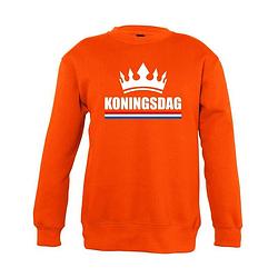 Foto van Oranje koningsdag met kroon sweater kinderen - oranje koningsdag kleding 12-13 jaar (152/164)