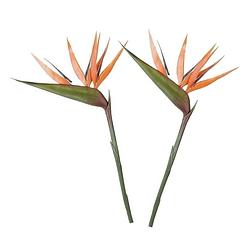 Foto van 2x oranje strelitzia/paradijsvogelbloem kunstbloemen 90 cm - kunstbloemen