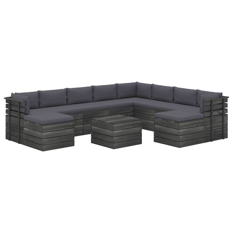 Foto van Vidaxl 11-delige loungeset pallet met kussens massief grenenhout