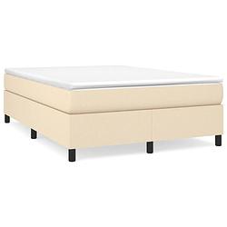 Foto van The living store boxspringbed crème - 203 x 140 x 35 cm - pocketvering matras - middelharde ondersteuning -