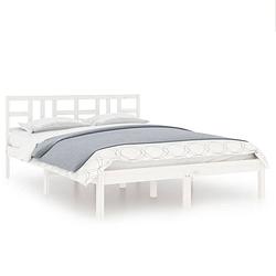 Foto van The living store bedframe grenenhout - klassiek - wit - 195.5 x 145.5 x 31 cm - geschikt voor matras 140 x 190 cm -