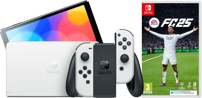 Foto van Nintendo switch oled wit + ea sports fc 25