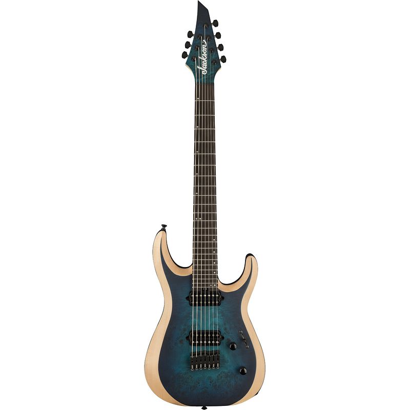 Foto van Jackson pro plus series dk modern mdk7p ht eb chlorine burst 7-snarige elektrische gitaar met gigbag